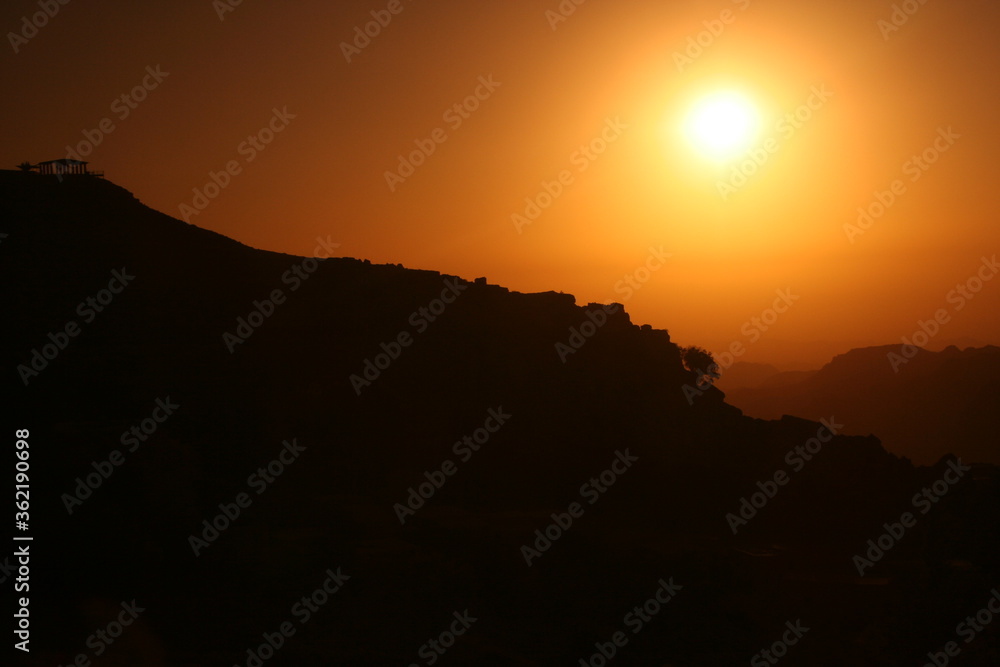 Golden sunset in the countryside of Jordan