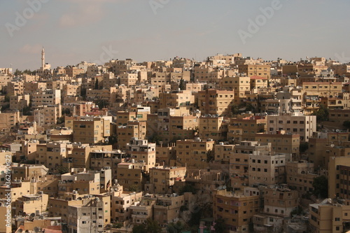 Amman Jordan - October 17 2011: City view in the capital of Jordan (Amman) - lots of houses in monochrome sand-color