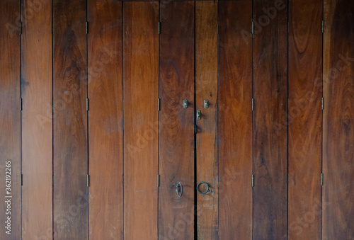 Wood plank door texture background.