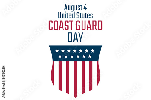 Coast Guard Day. August 4. Holiday concept. Template for background, banner, card, poster with text inscription. Vector EPS10 illustration.