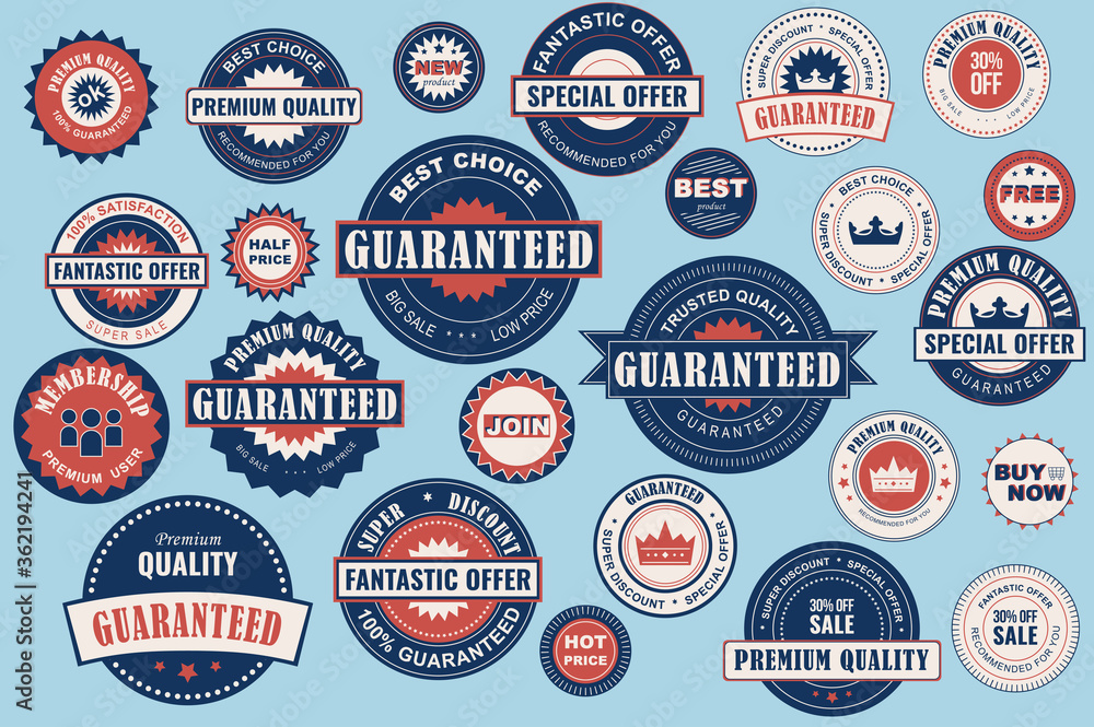 Collection sale labels. Stickers premium quality flat style for