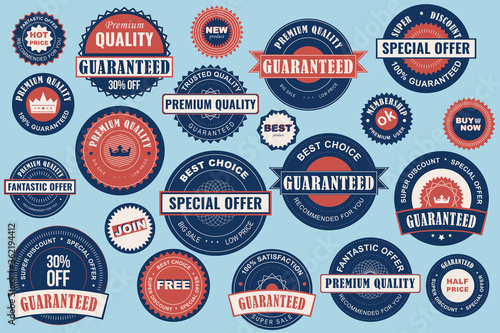 Collection sale labels. Stickers premium quality flat style for social media ads and banners, website badges, marketing, labels and stickers for online shopping templates. Vector illustration.