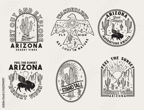 Set of vector Arizona desert badges. photo
