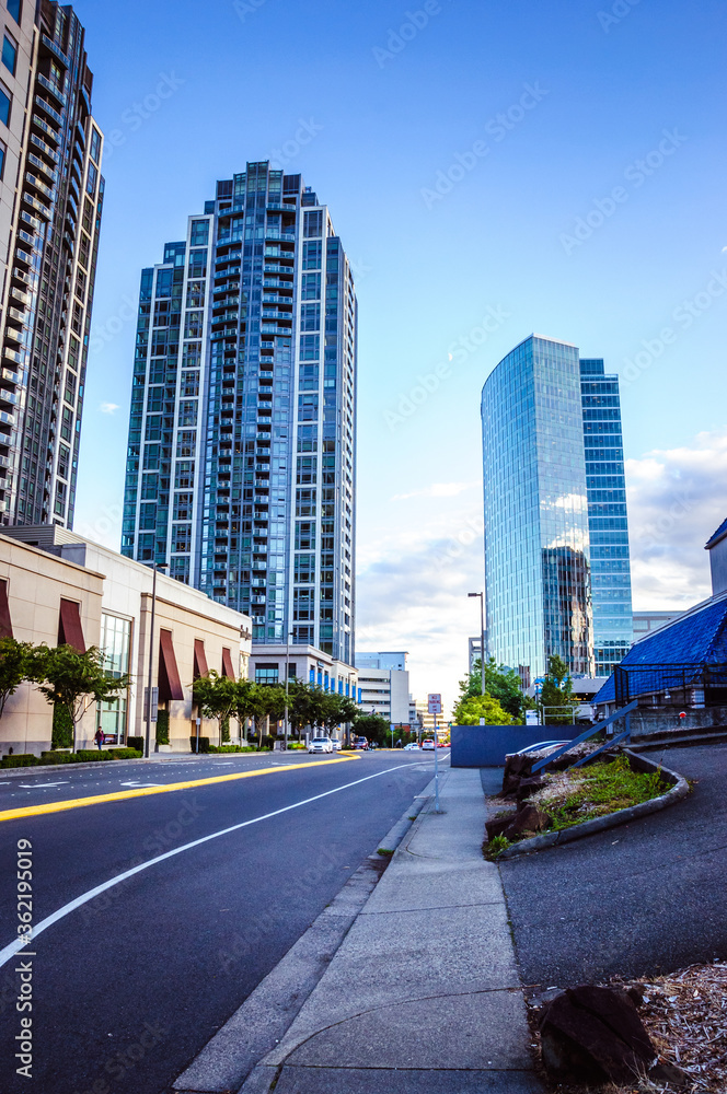Modern skyscrapers in the downtown