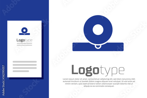Blue Otolaryngological head reflector icon isolated on white background. Equipment for inspection the patient's ear, throat and nose. Logo design template element. Vector Illustration.