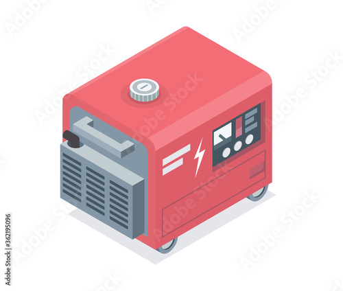 red generator isometric cute designed