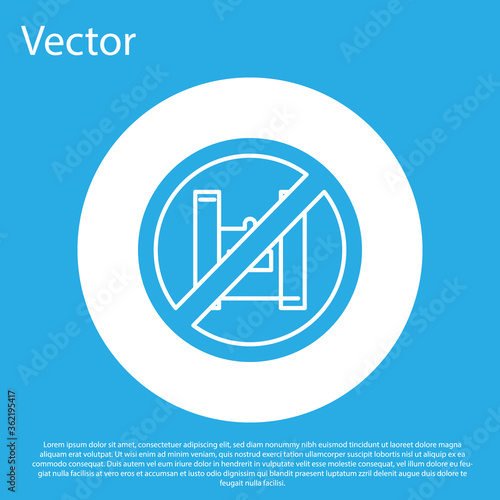 Blue Say no to plastic bags poster icon isolated on blue background. Disposable cellophane and polythene package prohibition sign. White circle button. Vector Illustration.