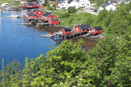 Reine / Norway - June 15 2019: Well known touristic place on the Lofoten Islands in Norway photo