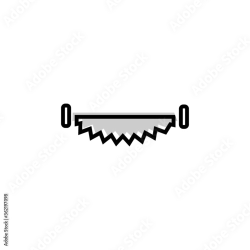 Hacksaw vector icon. Web icon saw. Silhouette hacksaw with metal handles.
