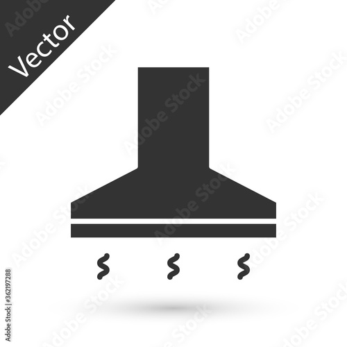 Grey Kitchen extractor fan icon isolated on white background. Cooker hood. Kitchen exhaust. Household appliance. Vector Illustration.