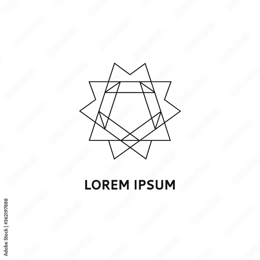 Fototapeta premium Vector template logo mark. Abstract geometric shape from a polygon lines. Stylized abstract form of the logo