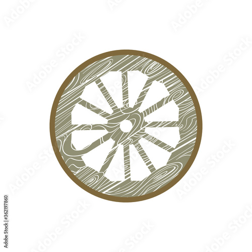 Vector of a wagon wheel. The wooden wheel. The wheel of the tent.