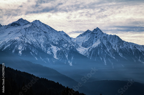 Himalaya Mountain Range Seen ahead of Near Pahalgam, Kashmir, India © artqu