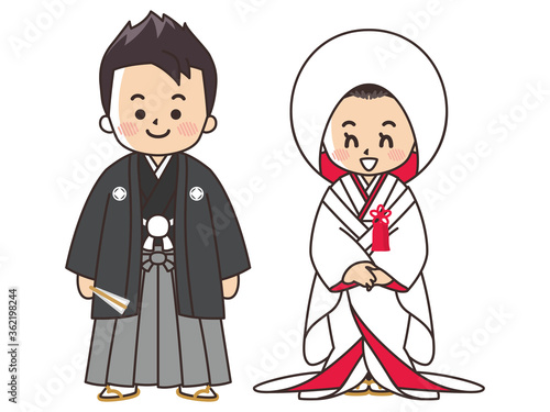 和装の新郎新婦　紋付袴　白無垢　結婚式