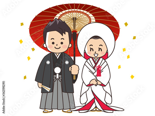 和装の新郎新婦　紋付袴　白無垢　結婚式