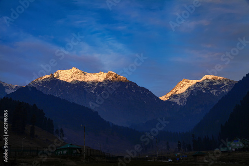 Sun Rays at Peak of Himalaya Mountain  Near Pahalgam  Kashmir  India