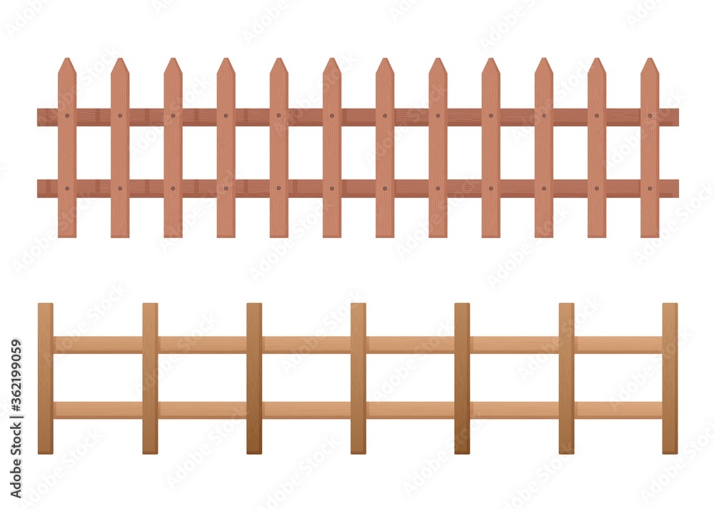 Wooden fence horizontal. Rustic fence from fresh planks palisade farmland barrier protection of yard and beds security pastures and flower zonescolorful architectural retro cartoon vector design. Wooden fence horizontal. Rustic fence from fresh planks palisade farmland barrier protection of yard and beds security pastures and flower zonescolorful architectural retro cartoon vector design.