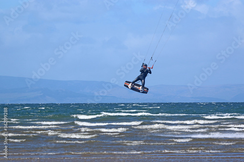 kitesurfer jumping at Troon, Scotland 