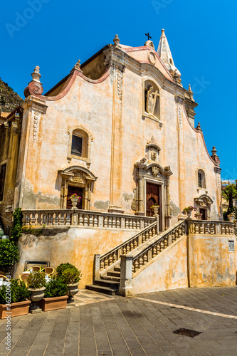 A view across the Piazza Duomo in Taormina, Sicily in summer