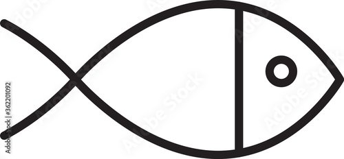 Black line Christian fish symbol icon isolated on white background. Jesus fish symbol. Vector Illustration.