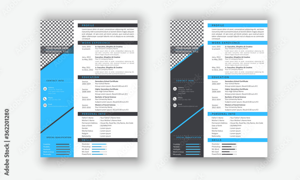 Editable Professional resume template design, CV Format, CV Template