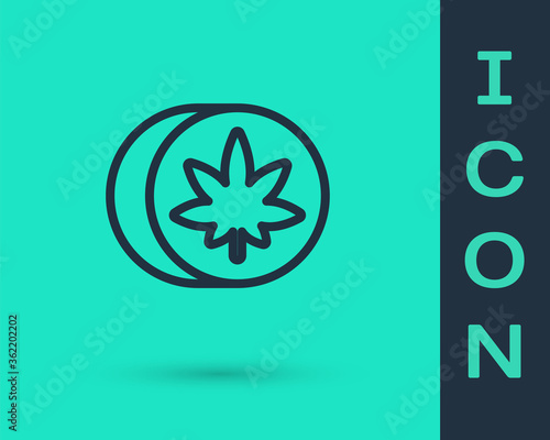 Black line Herbal ecstasy tablets icon isolated on green background. Vector Illustration.