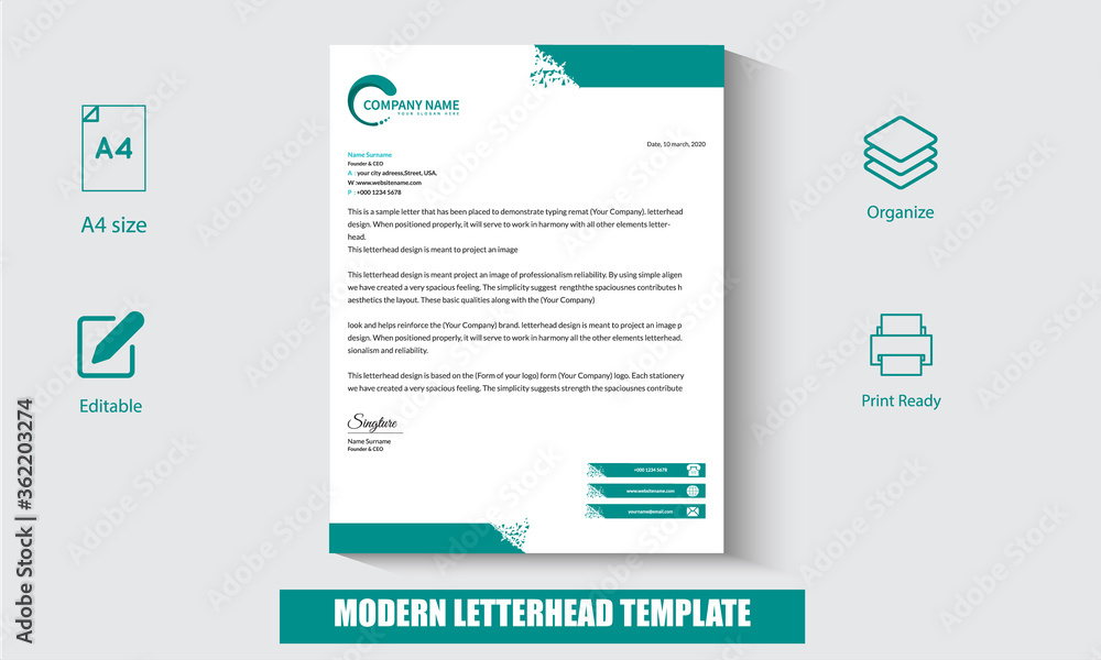 Company letterhead template design. Print-ready template Design For your company . Company letterhead template design. Print-ready template Design For your company .