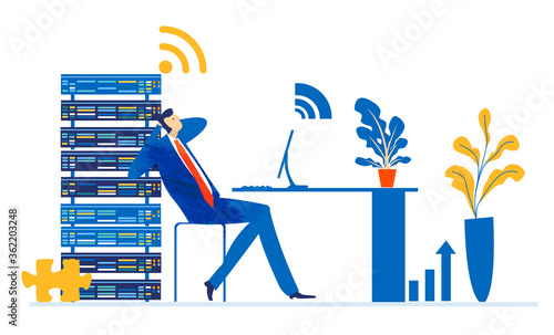 Businessman overloaded with paper work, working late hours under the stress. Financial and economical crisis, competition in professional life, dead line concept illustration.  