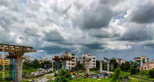 Construction work for Garia to Airport metro.