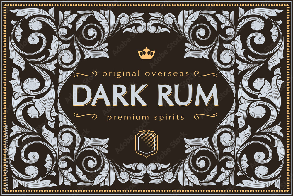Dark Rum - ornate vintage decorative label