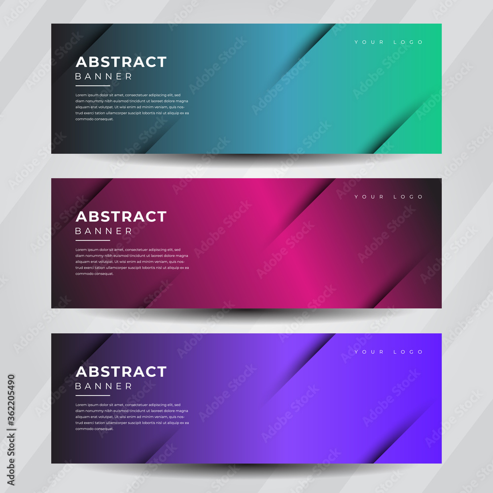 Set bundle abstract banner background modern minimalist gradient graphic. business banner collection design vector illustration.