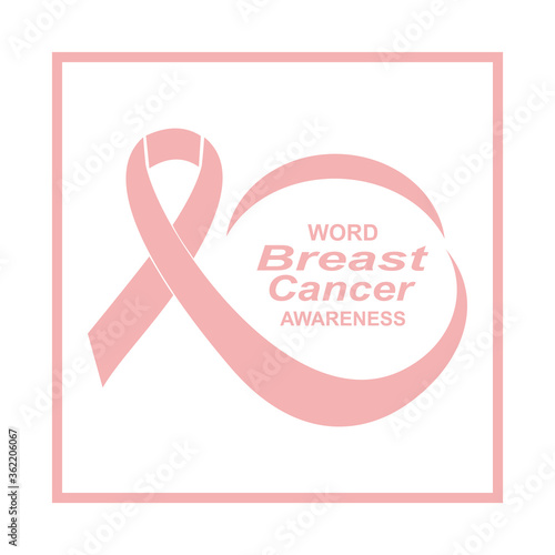 Breast cancer awareness month poster with pink ribbon. Vector illustration for breast cancer prevention