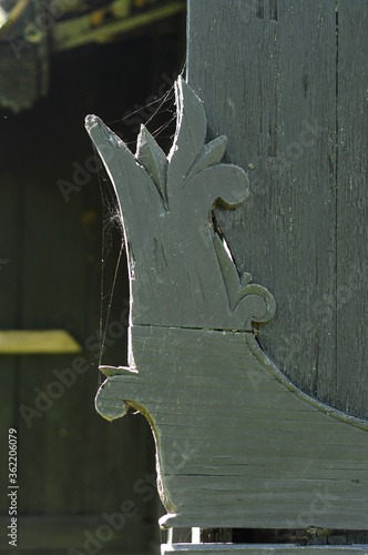 WEST SUMATERA, INDONESIA -JUNE 8, 2014: Architectural detail and woodcraft at Tuo Kayu Jao Mosque in West Sumatra, Indonesia. Built-in 1599 and is the second oldest mosque in Indonesia. photo