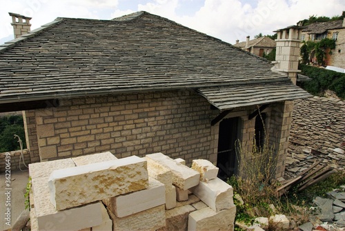 A traditional stone-made house of Vitsa village, one of Zagoria villages in north-western Greece. photo