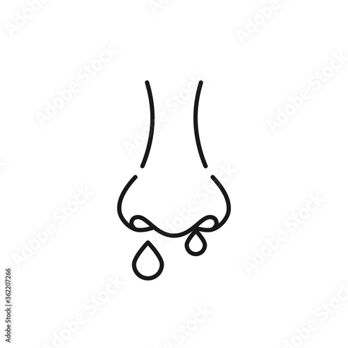simple thin line snotty nose or allergy icon