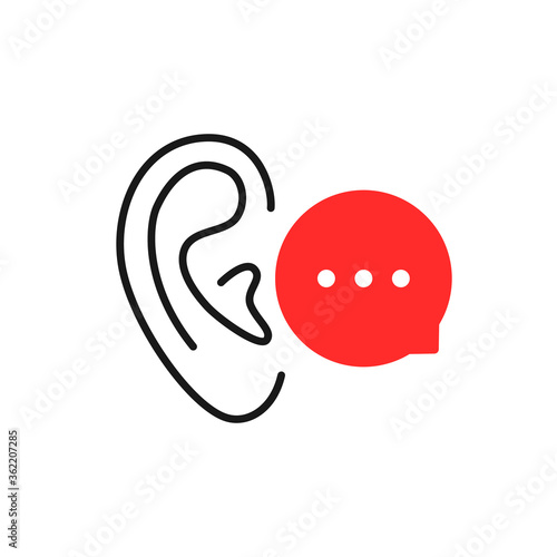 red speech bubble with whisper in ear