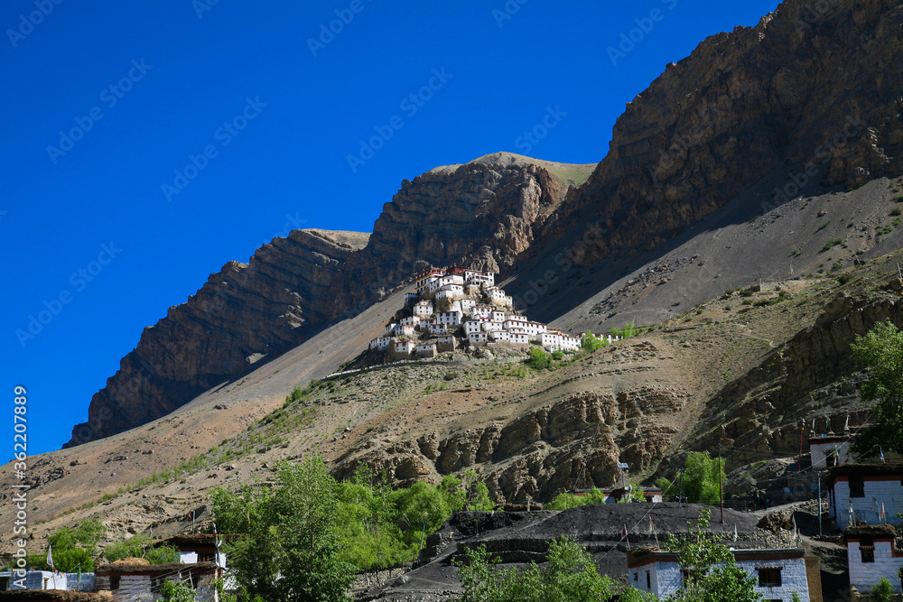 Key monastery - the biggest monastery of Spiti Valley. Spiti Valley, Himachal Pradesh, India