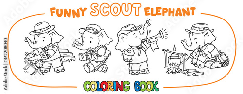 Wallpaper Mural Little baby elephant. Scout camp Coloring book set Torontodigital.ca