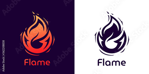 Fire Flame Logo design. Flame silhouette. Hot symbol. Fire icon