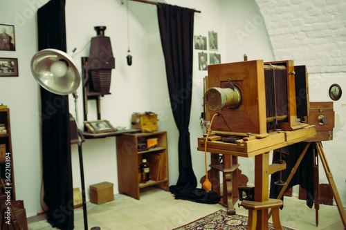 Vintage old photography studio cameras and equipment