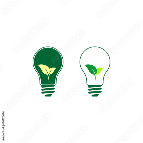 Vector Illustration of Light bulb icon with leaf concept