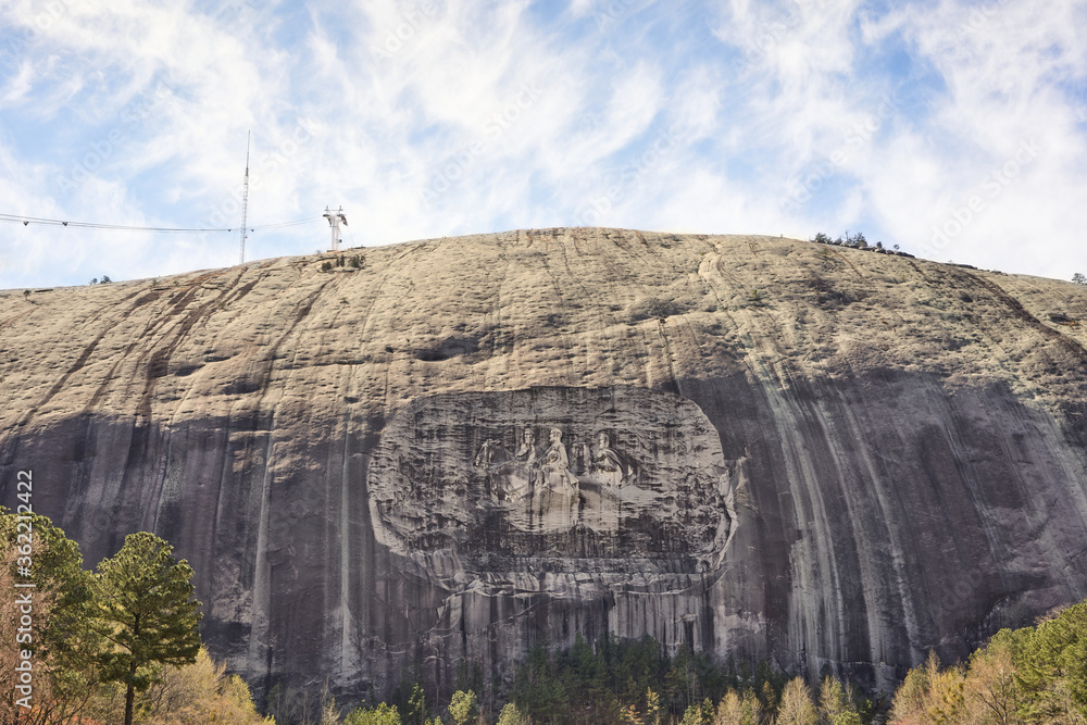 Stone Mountain with rock relief in Stone Mountain Park, USA