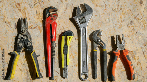 Various repair tools. Must-have for men. Equipment for building. Repair tool kit.