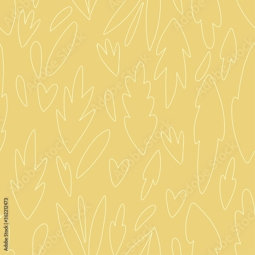Vector seamless pattern colorful design of abstract hand-drawn lined flowers on yellow background. The design is perfect for backgrounds  textiles  wrapping paper  wallpaper  decorations and surfaces