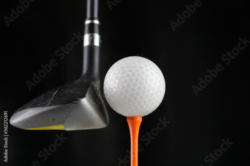 Golf club and ball ready for impact
