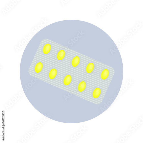 Pill Blister.Pills box, tablets, pill, blister, vitamins, liquid. Vector. . eps 10