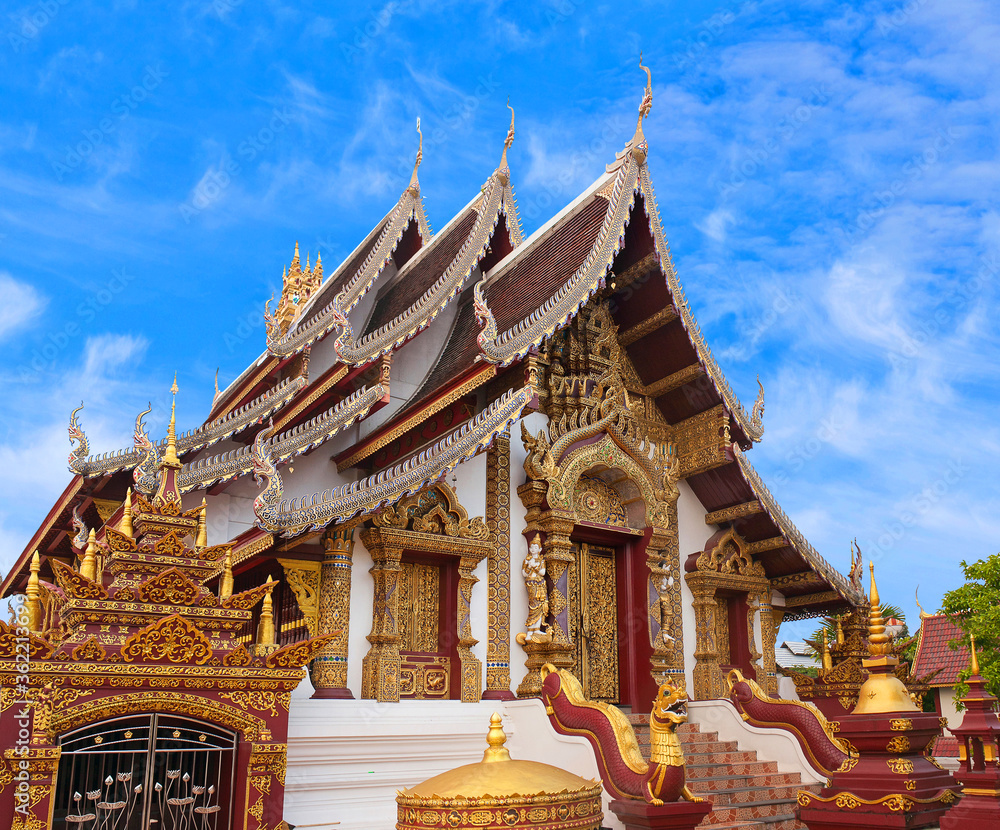 Beautiful buddhist temple Wat Rajamontean in Chiang Mai, Chiang Mai Province, Northern Thailand
