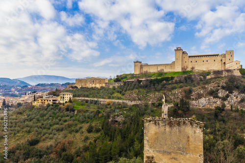 Panorama of Spoleto, ancient city in Umbria, Italy
