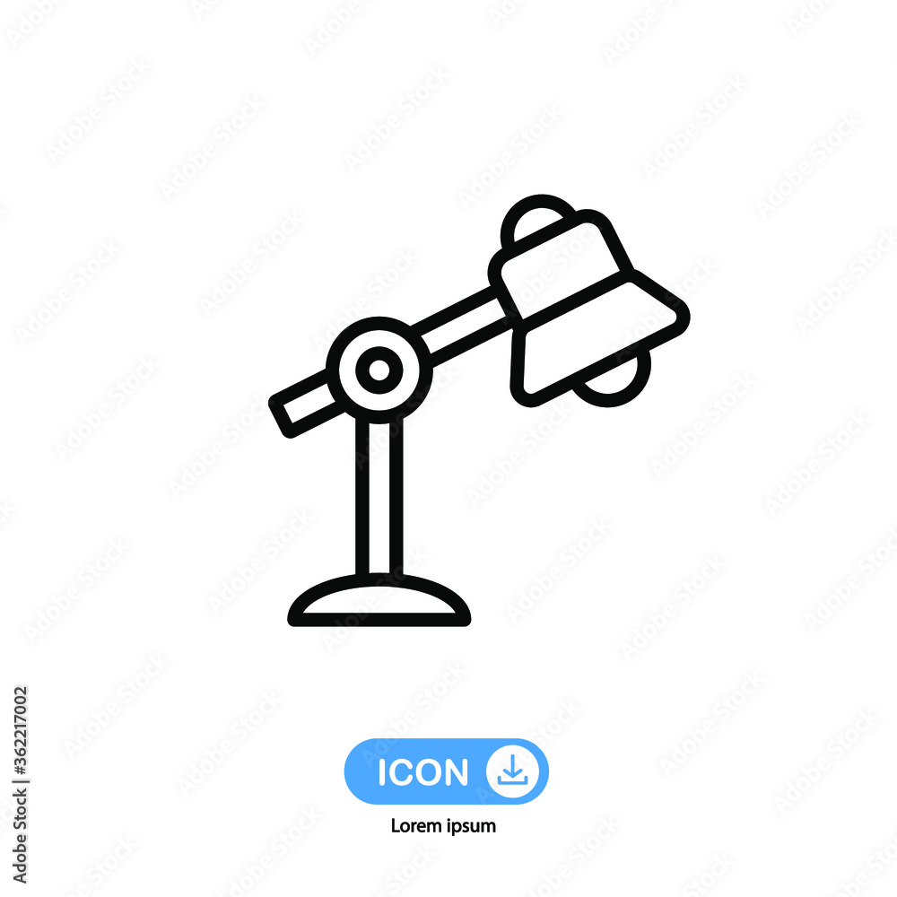 Lamp desk, Furniture icon vector isolated on white background. Lamp desk, Furniture icon vector isolated on white background.