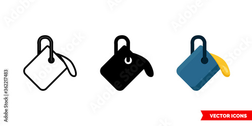 Paint bucket icon of 3 types. Isolated vector sign symbol.